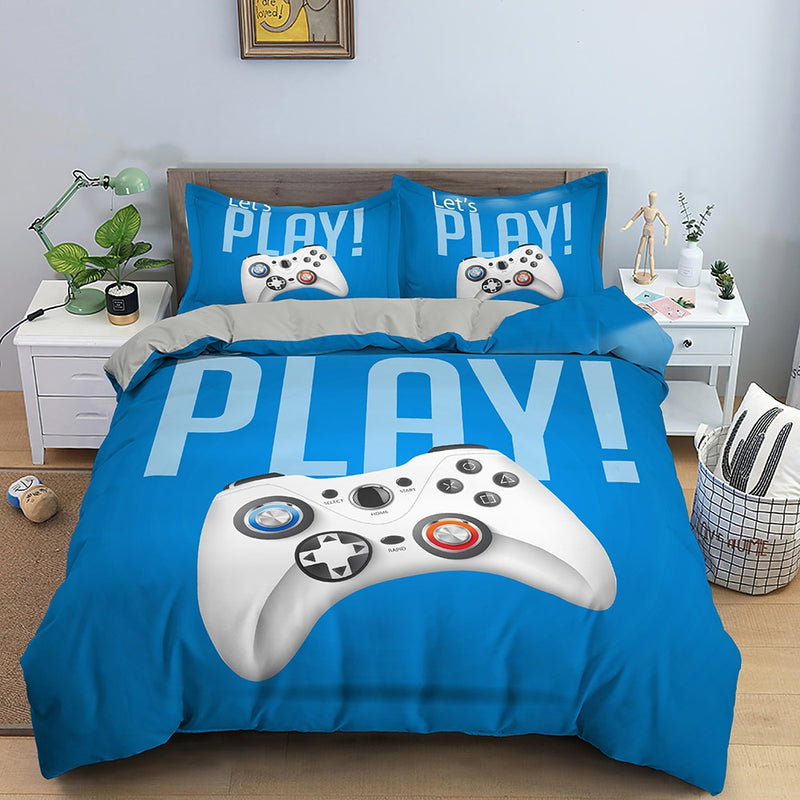 Videospiel-Bett-Sets für Jungen, Gamer-Tröster, Gaming-Themen-Schlafzimmer-Dekoration, Spiel-Bettwäsche-Set, Heimtextilien