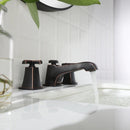 EZANDA - Grifo para lavabo de baño de 2 manijas de latón con desagüe y líneas de suministro de metal, bronce aceitado