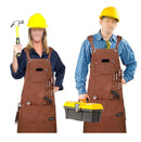 Hochwertige Schürzentaschen aus gewachstem Segeltuch und Kreuzgurte am Rücken mit robuster Arbeitsschürze für Männer und Frauen (braun)