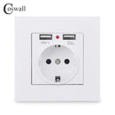 Coswall Dual USB Ladeanschluss 5V 2.1A LED Anzeige 16A Wand EU Steckdose Steckdose PC Panel Grau Grau Schwarz Weiß Gold