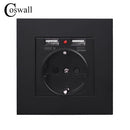 Coswall Dual USB Ladeanschluss 5V 2.1A LED Anzeige 16A Wand EU Steckdose Steckdose PC Panel Grau Grau Schwarz Weiß Gold
