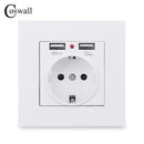 Coswall Dual USB Ladeanschluss 5V 2.1A LED Anzeige 16A Wand EU Steckdose Steckdose PC Panel Grau Grau Schwarz Weiß Gold
