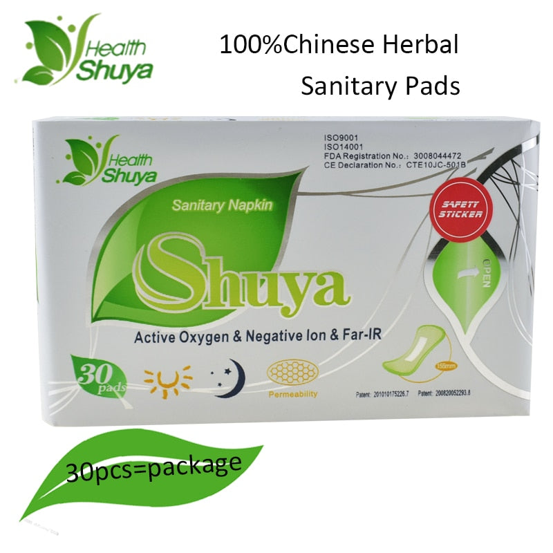 30 unids/pack almohadillas sanitarias de anión almohadillas menstruales toallas sanitarias de anión algodón 100% medicina herbaria china almohadilla higiénica Panty Liner