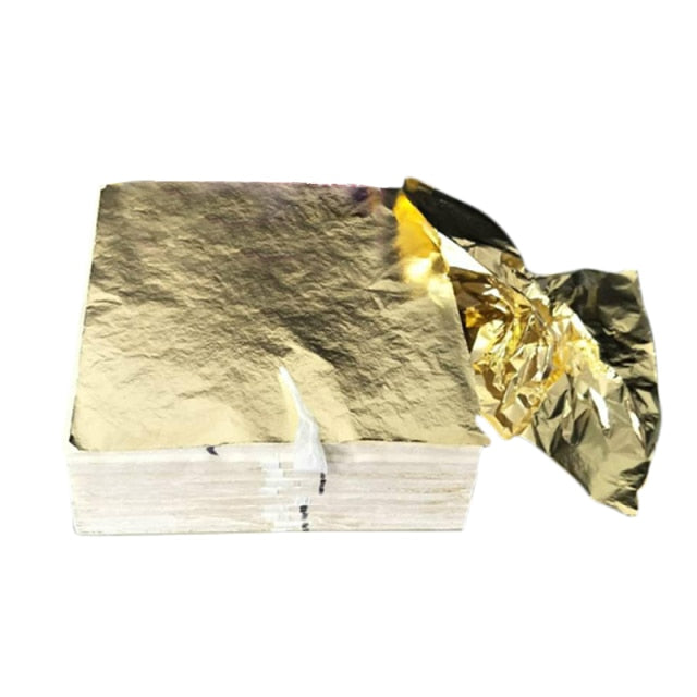 Papel de diseño para manualidades, 100 Uds., papel dorado de imitación dorado plateado, papel de aluminio de cobre, decoración artesanal DIY, hojas de hojas de 14x14cm