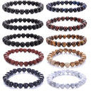 Pulsera con cuentas de 8mm de piedra Natural, Ojo de Tigre de Lava, ónix negro, cuentas curativas mate, brazalete elástico, amuleto de Yoga para mujeres y hombres, joyería