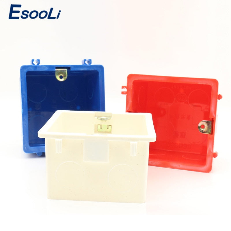 Esooli Hot Sale 86*86MM Cassette Universal White Wall Mounting Box for EU/UK Socket Back Box and Wall Touch Switch popular in RU