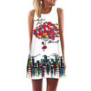 ECOBROS 2020 Neue Frauen Sommerkleid beiläufige ärmellose Lose Blumendruck Minikleider plus Größe Frau Kleidung Kleid Vestidos