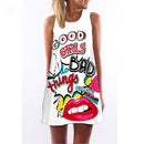 ECOBROS 2020 Neue Frauen Sommerkleid beiläufige ärmellose Lose Blumendruck Minikleider plus Größe Frau Kleidung Kleid Vestidos