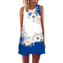 ECOBROS 2020 Neue Frauen Sommerkleid beiläufige ärmellose Lose Blumendruck Minikleider plus Größe Frau Kleidung Kleid Vestidos