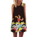 ECOBROS 2020 Neue Frauen Sommerkleid beiläufige ärmellose Lose Blumendruck Minikleider plus Größe Frau Kleidung Kleid Vestidos