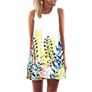 ECOBROS 2020 Neue Frauen Sommerkleid beiläufige ärmellose Lose Blumendruck Minikleider plus Größe Frau Kleidung Kleid Vestidos