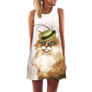 ECOBROS 2020 Neue Frauen Sommerkleid beiläufige ärmellose Lose Blumendruck Minikleider plus Größe Frau Kleidung Kleid Vestidos