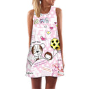 ECOBROS 2020 Neue Frauen Sommerkleid beiläufige ärmellose Lose Blumendruck Minikleider plus Größe Frau Kleidung Kleid Vestidos