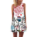 ECOBROS 2020 Neue Frauen Sommerkleid beiläufige ärmellose Lose Blumendruck Minikleider plus Größe Frau Kleidung Kleid Vestidos