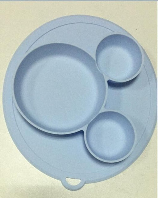 Platos de cuenco para niños, plato de silicona para alimentación de bebés, platos integrados de gel de sílice para bebés