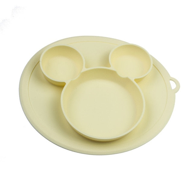 Platos de cuenco para niños, plato de silicona para alimentación de bebés, platos integrados de gel de sílice para bebés
