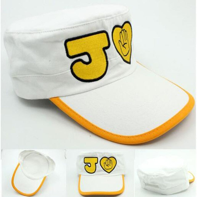 Anime JOJO JoJo's Bizarre Adventure Cosplay Cap Jotaro Kujo Cosplay Accesorios Sombreros Ejército Militar Flatcap Badges Anime Around