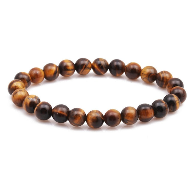 Pulsera con cuentas de 8mm de piedra Natural, Ojo de Tigre de Lava, ónix negro, cuentas curativas mate, brazalete elástico, amuleto de Yoga para mujeres y hombres, joyería