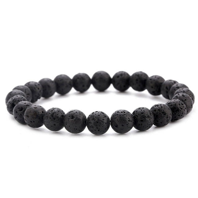 Pulsera con cuentas de 8mm de piedra Natural, Ojo de Tigre de Lava, ónix negro, cuentas curativas mate, brazalete elástico, amuleto de Yoga para mujeres y hombres, joyería