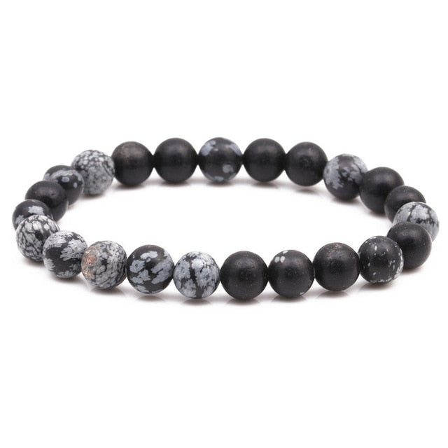 Beaded Bracelet 8mm Natural Stone Lava Tiger Eye Black Onyx Matte Healing Beads Bangle Stretch Charm Yoga For Women Men Jewelry