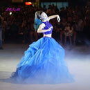 Luxury Crystals Two Pieces Ball Gown Quinceanera Dresses O-Neck Beaded Open Back Pageant Gown Long Tiered Organza Sweet 16 Dress