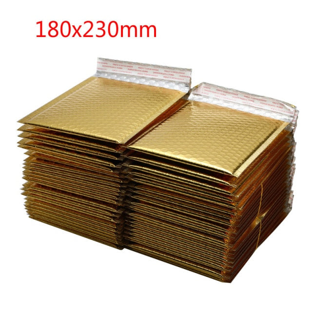 50 PCS/Lot Different Specifications Gold Plating Paper Bubble Envelopes Bags Mailers Padded Shipping Envelope Bubble Mailing Bag