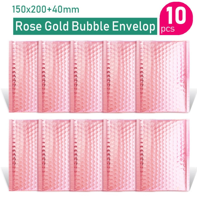 Gold/Roségold/Lasersilber/Dunkelrot/Lila/Roserot Aluminiumfolie Bubble Mailer CD/Wimpern Verpackung Gepolsterte Versandumschläge