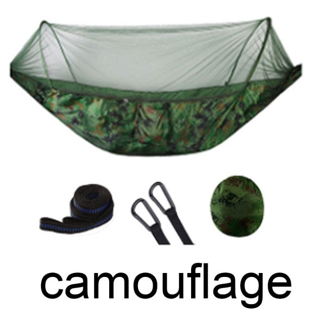 Outdoor-Moskitonetz-Fallschirm-Hängematte, tragbar, Camping, hängend, Schlafbett, hochfeste Schlafschaukel, 250 x 120 cm