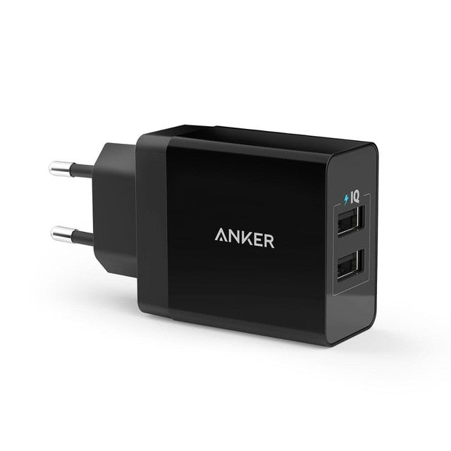 Anker 24W 2-Port USB Wandladegerät (EU/UK Stecker) und PowerIQ Technologie für iPhone, iPad, Galaxy, Nexus, HTC, Motorola, LG etc