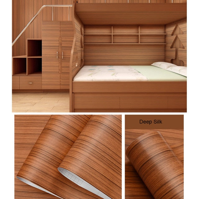 Rollo de papel tapiz autoadhesivo impermeable de PVC para muebles, gabinetes, película decorativa de vinilo, pegatinas de grano de madera para decoración del hogar Diy