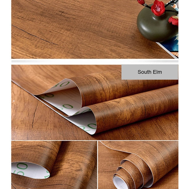 PVC wasserdichte selbstklebende Tapetenrolle Möbel Schränke Vinyl dekorative Folie Holzmaserung Aufkleber für Heimwerker
