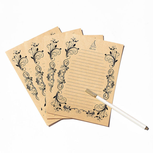 Coloffice 4 Stück/Pack Retro Hot Stamping Umschlag Papier Briefpapier Schöne romantische Muster kreative Liebesbrief Briefpapier