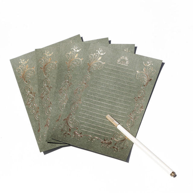 Coloffice 4 Stück/Pack Retro Hot Stamping Umschlag Papier Briefpapier Schöne romantische Muster kreative Liebesbrief Briefpapier