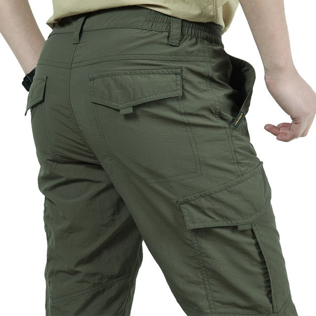 Pantalones tácticos ligeros para hombre, pantalones largos militares informales transpirables de verano para hombre, pantalones Cargo impermeables de secado rápido