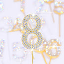 1 Stück Glitzerlegierung Strass Zahl Kuchen Topper Babyparty Geburtstag Dekoration Hochzeit Gold Silber Digital Kuchen Dessert Dekor