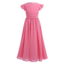 Mädchen Chiffon Flatterärmel Blumenmädchen Kleid Festzug Hochzeit Geburtstag Party Langes Kleid Erstkommunion Party Prinzessin Kleid