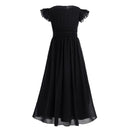 Mädchen Chiffon Flatterärmel Blumenmädchen Kleid Festzug Hochzeit Geburtstag Party Langes Kleid Erstkommunion Party Prinzessin Kleid