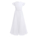 Mädchen Chiffon Flatterärmel Blumenmädchen Kleid Festzug Hochzeit Geburtstag Party Langes Kleid Erstkommunion Party Prinzessin Kleid