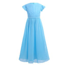 Mädchen Chiffon Flatterärmel Blumenmädchen Kleid Festzug Hochzeit Geburtstag Party Langes Kleid Erstkommunion Party Prinzessin Kleid