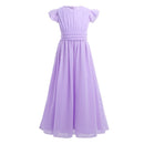 Mädchen Chiffon Flatterärmel Blumenmädchen Kleid Festzug Hochzeit Geburtstag Party Langes Kleid Erstkommunion Party Prinzessin Kleid