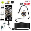 Neue 8,0-mm-Endoskopkamera 1080P HD USB-Endoskop mit 8 LED 1/2/5M Kabel Wasserdichtes Inspektions-Endoskop für Android-PC