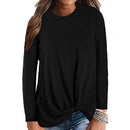 Plus Size Chic Lady Solid Color O-Ausschnitt Langarm geknotet Strickpullover Top