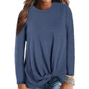 Plus Size Chic Lady Solid Color O-Ausschnitt Langarm geknotet Strickpullover Top