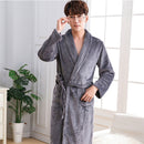Männer Casual Kimono Bademantel Herbst Winter Flanell Lange Robe Dicke Warme Nachtwäsche Plus Größe 3XL Nachthemd Männlich Lose Home Wear