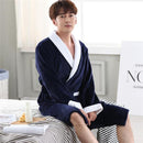 Männer Casual Kimono Bademantel Herbst Winter Flanell Lange Robe Dicke Warme Nachtwäsche Plus Größe 3XL Nachthemd Männlich Lose Home Wear