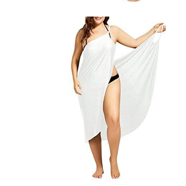 5XL Frauen Sexy Strand V-Ausschnitt Sling Kleid 2020 Sommer Handtuch Rückenfreie Bademode Cover Up Wrap Robe Weibliche Tropische Kleider Plus Größe