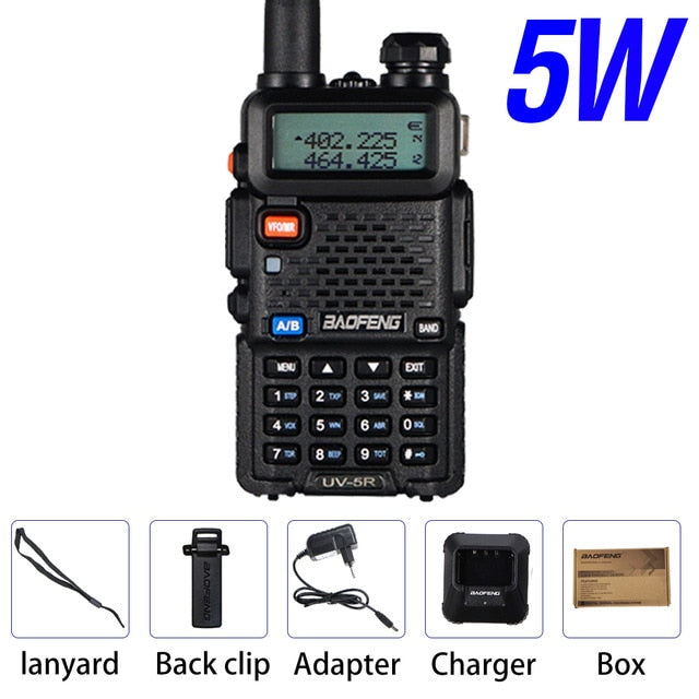 Alta potencia 8W Baofeng UV-5R Walkie Talkie Banda dual Walkie FM Transceptor UV 5R Radio portátil de dos vías UV5R Amateur Ham CB Radio