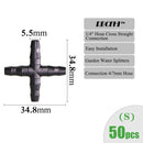 RBCFHI Gartenbewässerungsanschlüsse mit Widerhaken, Einzel-Doppel-T-Stück, Winkel, Tropf, Pfeil, Kreuzkupplung, Bewässerungsarmatur für 3/5 4/7 mm Schlauch