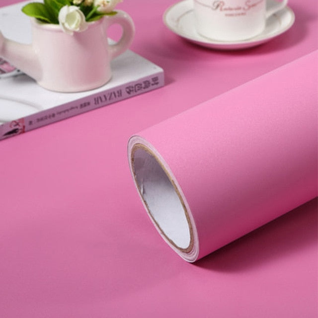 Rollo de papel tapiz de Color sólido mate de 3M/5M, pegatinas de renovación de armarios para muebles, decoración de pared autoadhesiva de vinilo para sala de estar y dormitorio