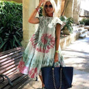 Z-ZOUX Damen Kleid Kurzarm Plissee Lange Kleider Mode Böhmisches Kleid Solide Lose Sommerkleider Übergröße Weiß Schwarz Neu